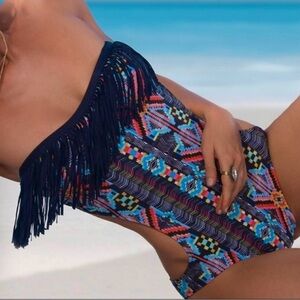 L*Space Cut Out Fringe One Piece Swimsuit